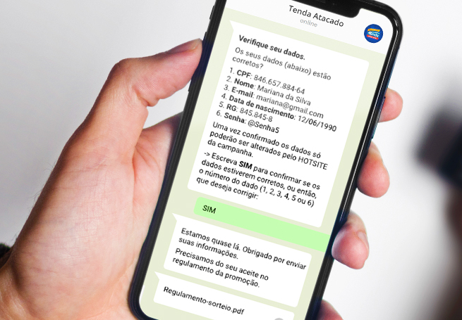 Tenda Atacado - Milhões de Motivos pra Sorrir - Cadastro via WhatsApp